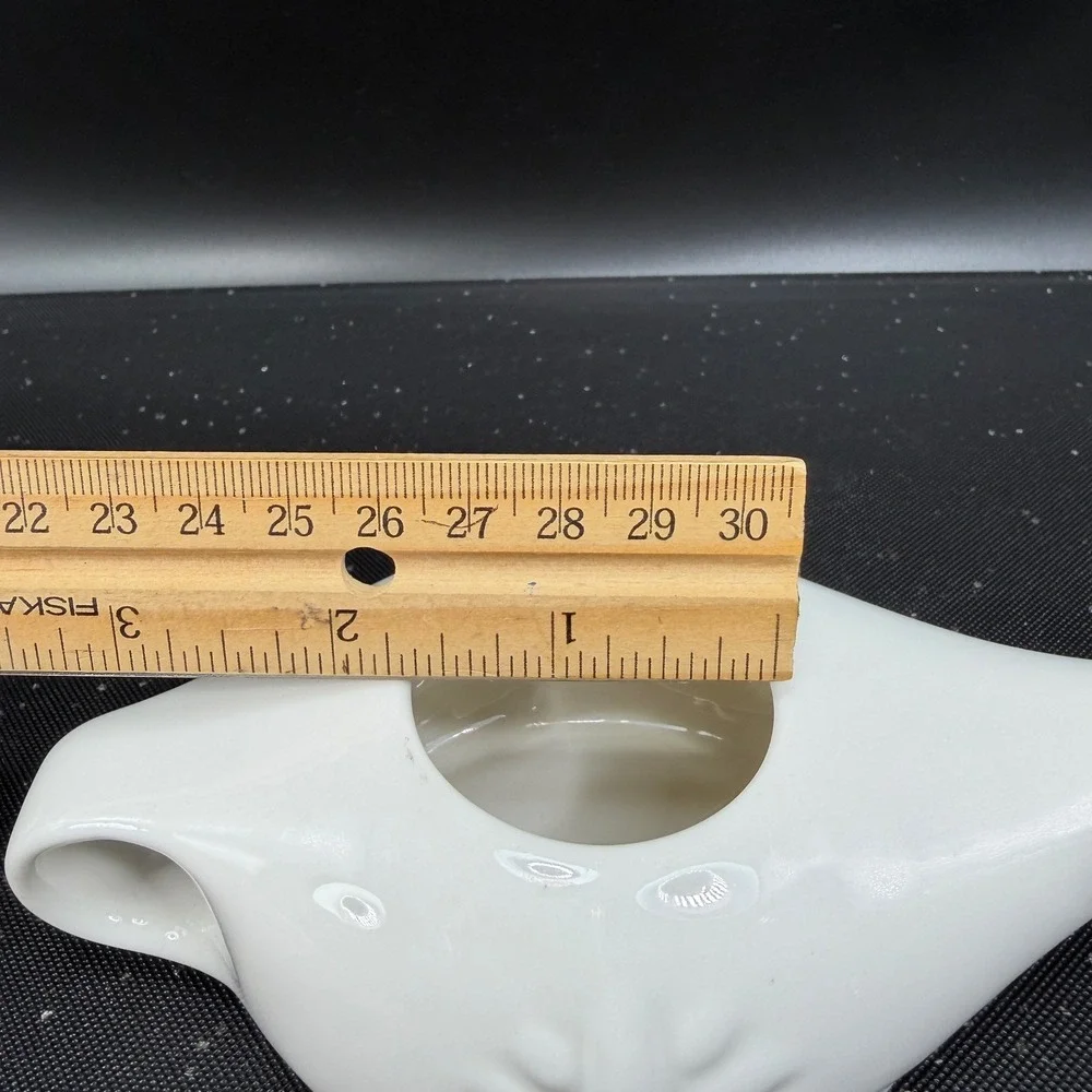 Himalayan Institute Varcho Veda Ceramic Neti Pot White Lotus‎ Flower Design 7in